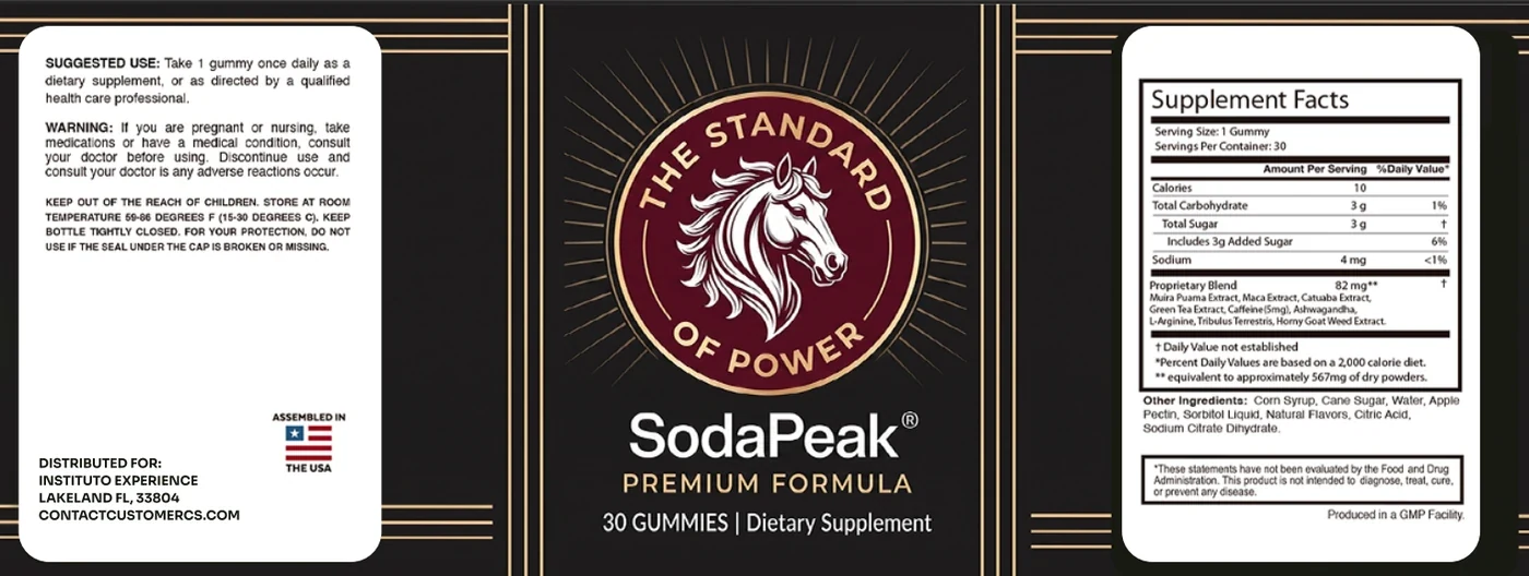 SodaPeak supplement facts and product label